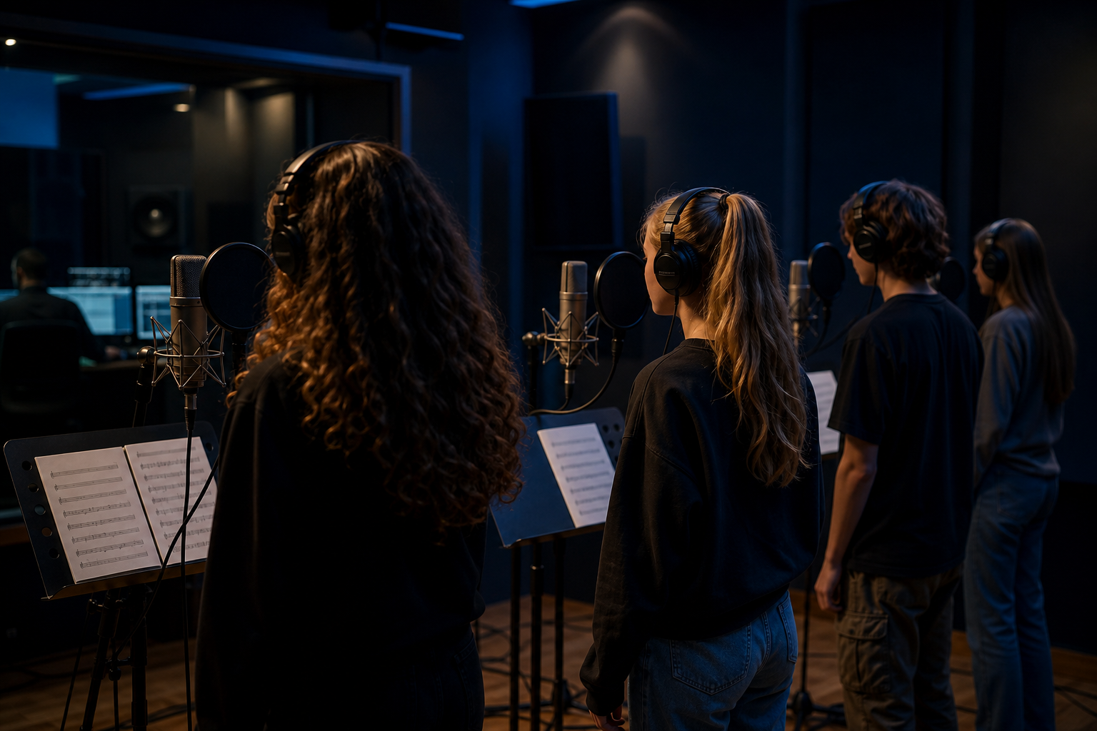 Vocal recording in een professionele muziekstudio
