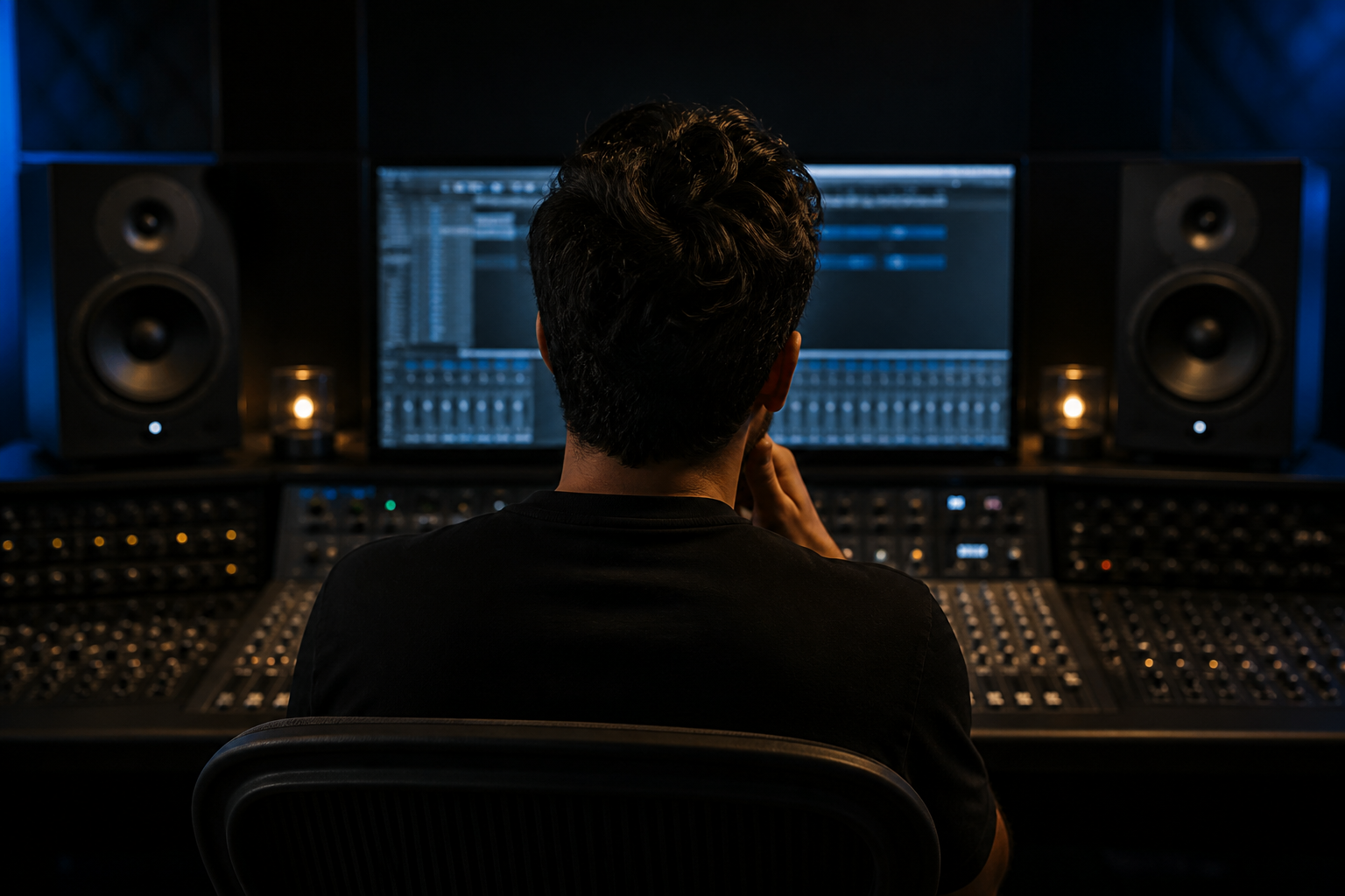 Producer luistert in de studio